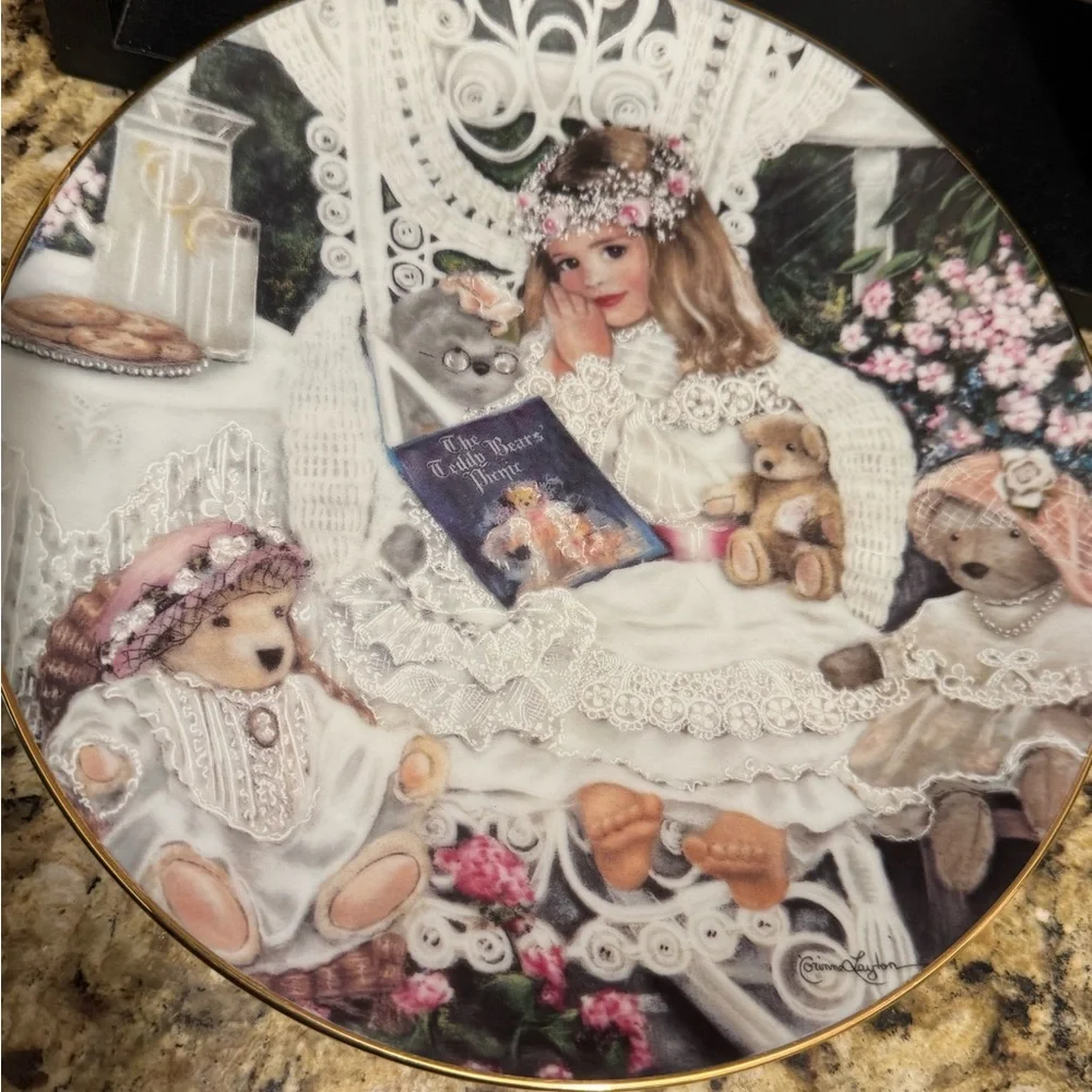 Decorative Plate with Doll and Teddy Bears